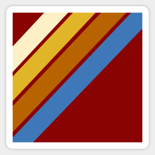 Retro, Vintage Diagonal Stripe, Cream, Yellow, Orange, Blue and Crimson Sticker